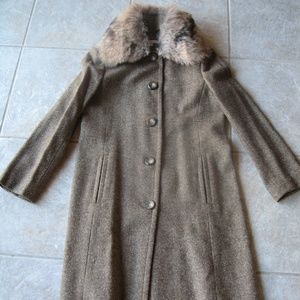 Vince Brown Coat with Fur Collar